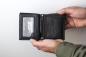 Preview: EAS Biker Mini Geldbörse mit Riegel und Kette extra dünn im Hochformat, flaches Portemonnaie mit RFID Schutz Folie mit Geschenk Box Echt-Leder, schwarz